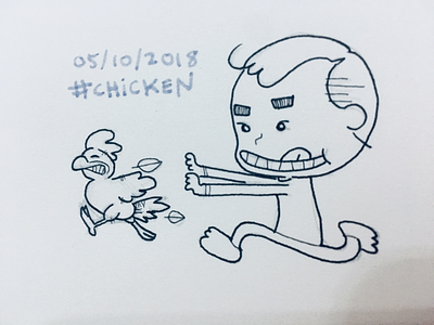 Chicken (Inktober 2018 - Day 05) chase chicken inktober inktober2018 maikicomics ohmaiki run