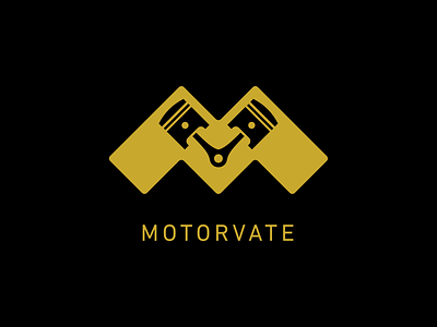 Motorvate branding car gold icon logo pistons symbol