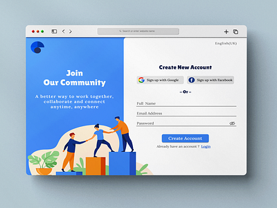 Community Login page design figma logo ui website