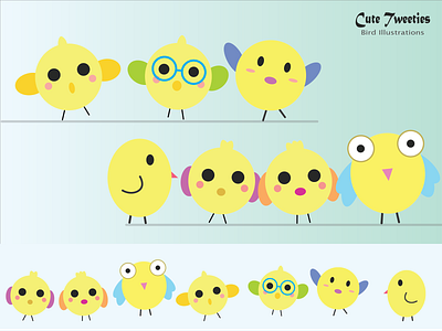 Cute Tweeties - Bird Illustrations adobeillustrator birdillustration graphic design illustration vector