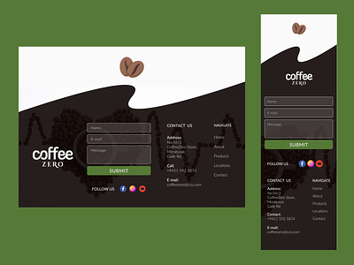 Footer Design | Web | Mobile address call coffee contacts design figma food footer design form mobile footer mobileapp ui ux web web footer