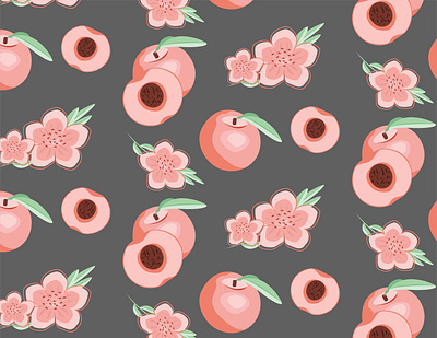 Peaches digital fruits graphic design pattern vector