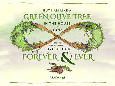 Psalm 52:8 bible illustration infinity inking painting pen process psalm psalms tree verse watercolor