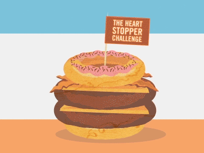 Donut Double Decker w/ bacon 2d after effects animation bacon burger donut loop motion motion design motion graphics