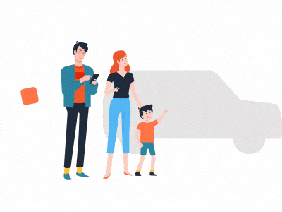 cool car buying family 2d after effects animated gif animation character design gif illustrator loop motion motion design motion graphics
