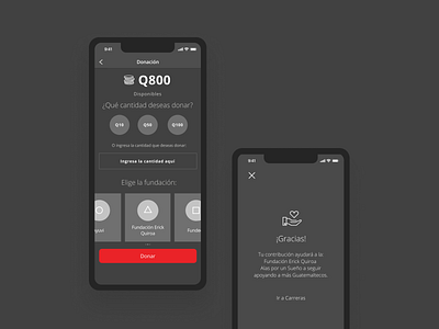 Bam Carreras - Donación app dark ui design flat guatemala icon ios 11 minimal ui ux