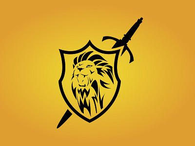 Pre-made LOGO for sale - Lion design hong kong lion logo logos mack minimalism pre made shield sold sword yellow