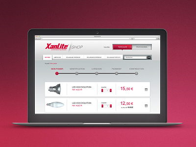 Xanlite Eshop UX eshop lights marketing panier red step ux webdesign