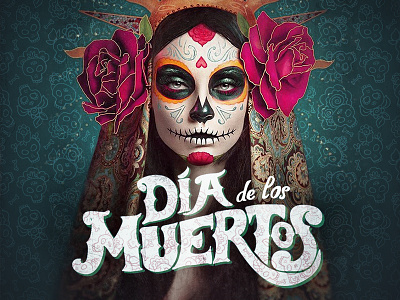 Dia de los muertos event art flyer logo poster visual