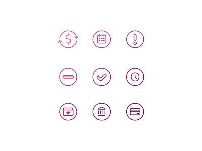 Line icons ? calendar credit card financial line icons money pink purple wallet