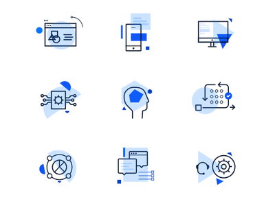 Geometric inspired icons blue design geometric icon icons line icons ui