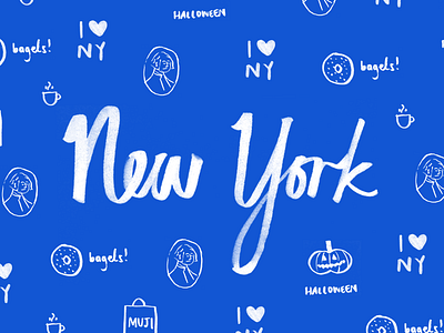 New York holiday illustration lettering new york ny pattern travel type