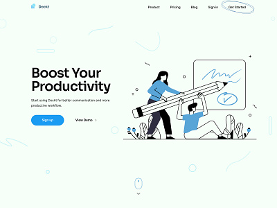Landing Page For A Productivity App call to action design graphic design lander landing page productivity productivity app ui web design web development webflow website