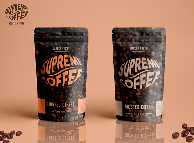 Supreme Coffee Logo and Packaging Concept branding coffee coffee logo logo logo design packagedesign packaging