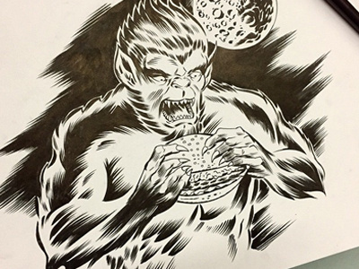 Werewolf comics drawing horror illustration inking werewolf