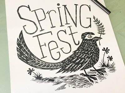 Springfest bird drawing illustration inking