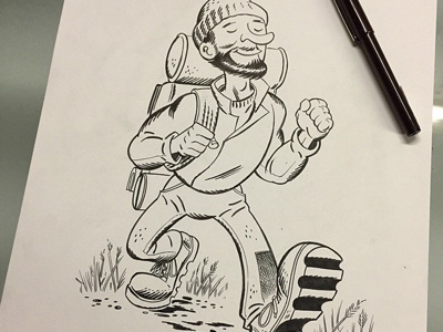 FC Hiker Cartoon drawing hiker cartoon inking illustration