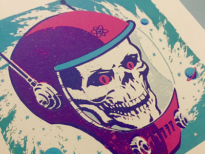 Atomic Skull astronaut comics horror poster print retro scifi skull space