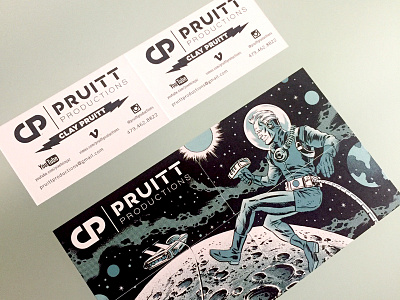 Pruitt Production Business Card astronaut cards design illustration print space