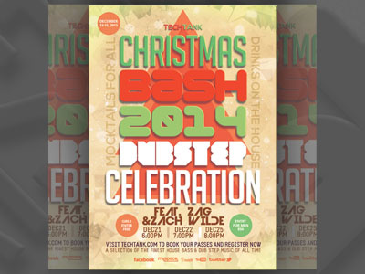 Christmas New Year Retro Tech Flyer 2014 poster christmas christmas celebration christmas flyer christmas mixtape christmas poster dubstep flyer retro flyer xmas poster