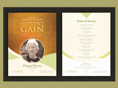 Heaven's Gain - Funeral / Memorial Program bulletin church eulogy funeral service home going memorial memorial service memorial template old orbituary order of service program sheet