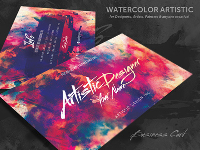 Watercolour Artistic Business Card business card creative business card designer graphic design visiting card watercolour business card