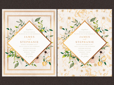 Floral Watercolor Wedding Invitation elegant texture watercolor floral white green invitation modern minimal invitations classique wedding