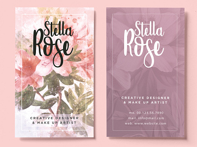 Floral Watercolor Business Card artistic clean colorful design floral modern painter pink pinterest print style watercolor