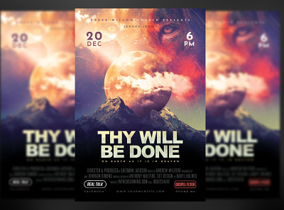 Thy Will Be Done Church Poster anxiety burdens celebration celebrations christ christian flyers church church flyer templates church posters cross crown crucifix daniel den easter flyers he is risen healing jesus king lion