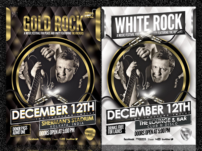 Rock Party Flyer - Gold & White (Psd Template)