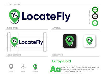Logo For LocateFly 3d aircraft airplane animation app branding design fly logo graphic design icon illustration location mark logo logo logo typo minimal motion graphics travel logo traveling ui vector