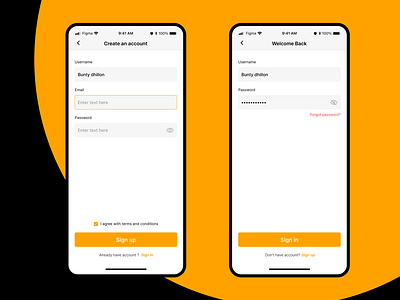 sign in and sign up screens design typography ui ux