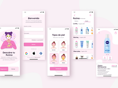 Skin Care app graphic design ui