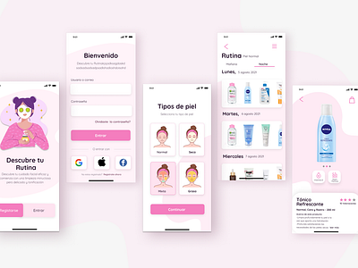 Skin Care app graphic design ui