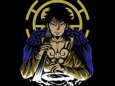 ROOM!!! Trafalgar D Law anime fanart illustration japanese katana manga one piece samurai tshirt design