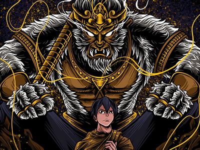 King Monkey illustration anime design fanart illustration japanese manga tshirt design