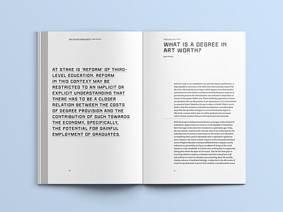 Spread from PVA Dublin art book critique layout print publication typography