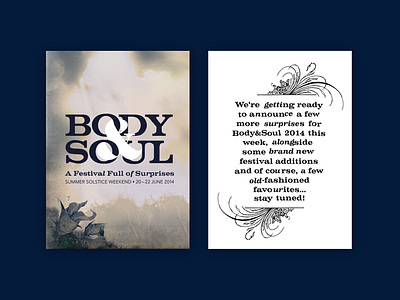 Body&Soul Postcards ad festival marketing music postcard print typography
