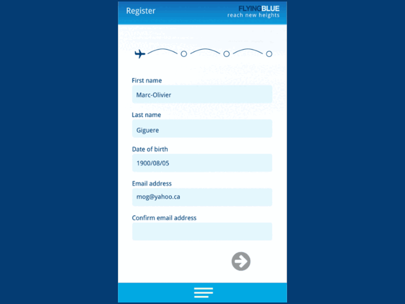 Plane hops at each registration step animation gamification motion graphics ui