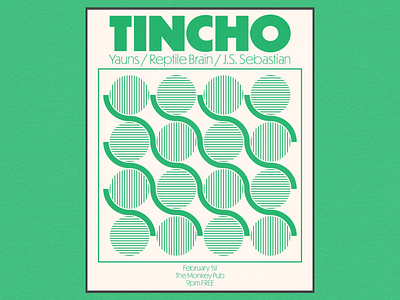 Tincho/Yauns/Reptile Brain/JS Sebastian concert poster design gig poster graphic design layout minimalist