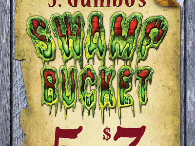 J.Gumbo's Swamp Bucket promo card beer bucket gross grunge slime swamp