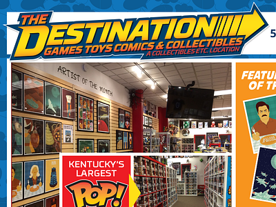The Destination ad comics logo toys