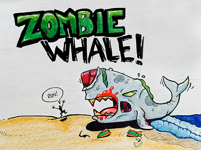 Zombie Whale cartoon fun ocean sand whale zombie