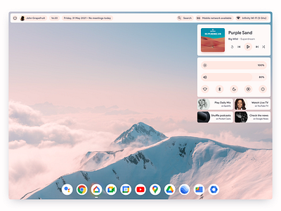 Android Desktop Experience 5g android android 12 android pc android shortcuts big wild blue blue pink chrome chrome os control center desktop desktop apps google apps infinity macos music widget pink widgets