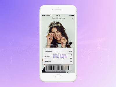 Ticket App app barcode concert dua entertainment gradient ios iphone lipa ticket