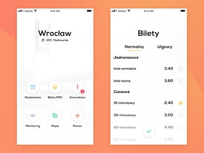 SmartCity App app city gradient ios minimal round white wrocław