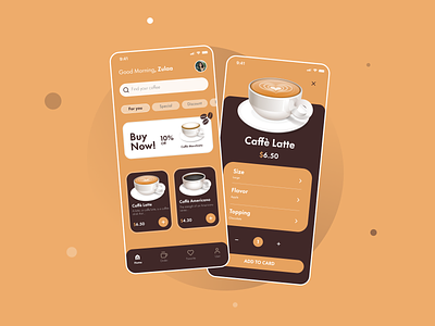 Coffee Shop - App Concept #1 app brown challenge coffee coffee shop design mobile shop ui ux