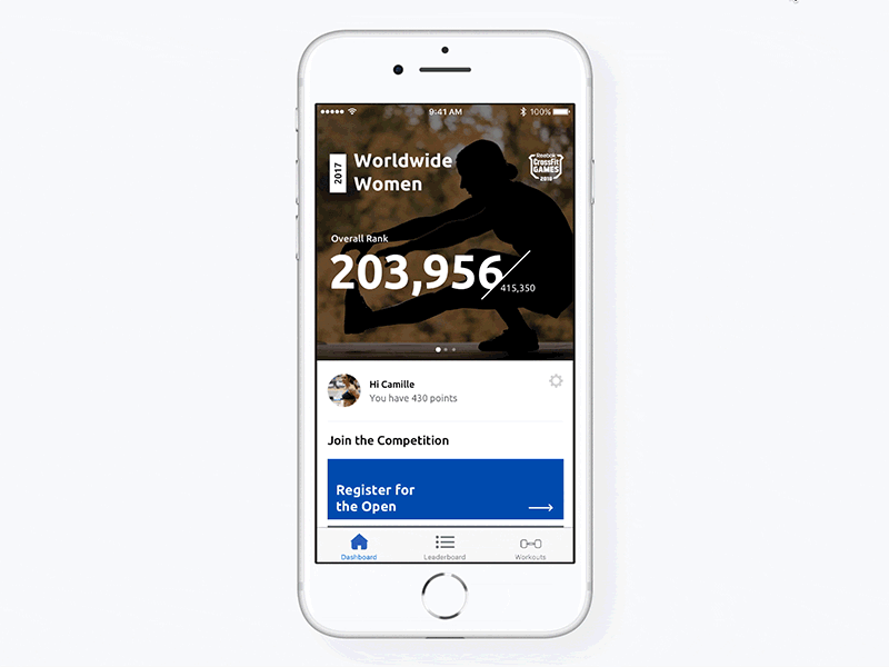 CrossFit Games - Personalizing the Competition cards crossfit crossfit games dashboard ios product release stats ui ux