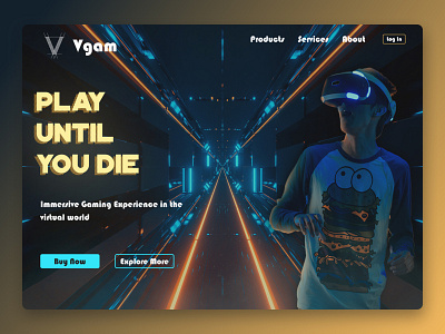 Landing Page for VR Box Website | Daily UI 003 branding design gaming illustration landing page typography ui ux vr webpage