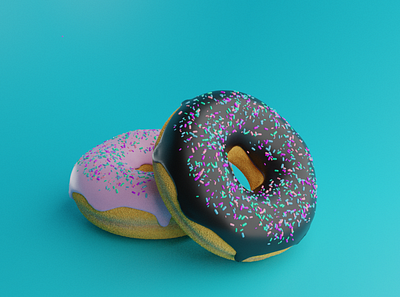 Two different donuts 3d animation design donuts food graphic design illustration tasty